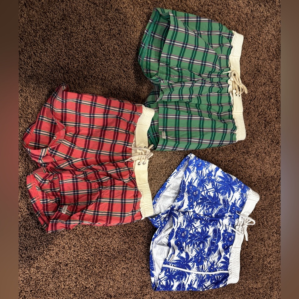 Sauvage Mens Medium Plaid Swim Trunks